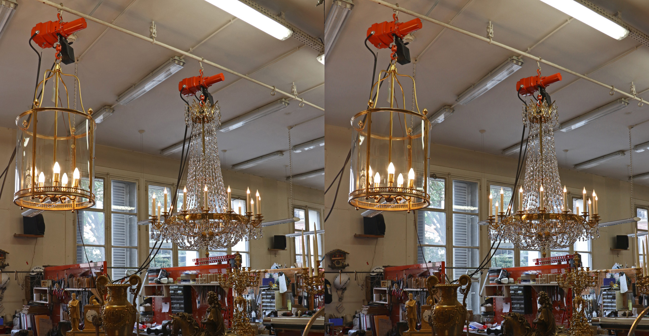 Atelier de réparation des objets, y.c. des lustres.
