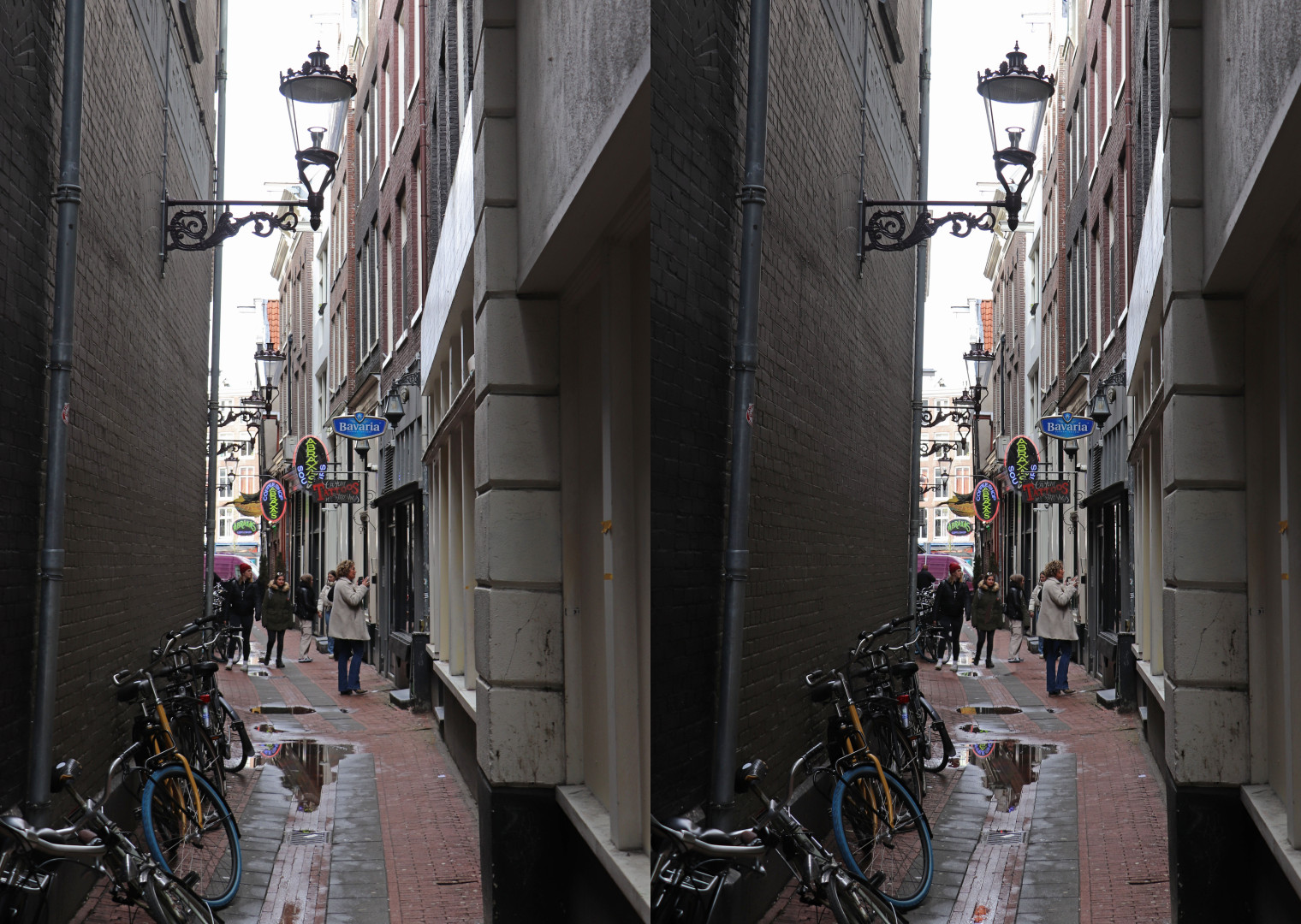 Des beaux lampadaires même dans les ruelles étroites