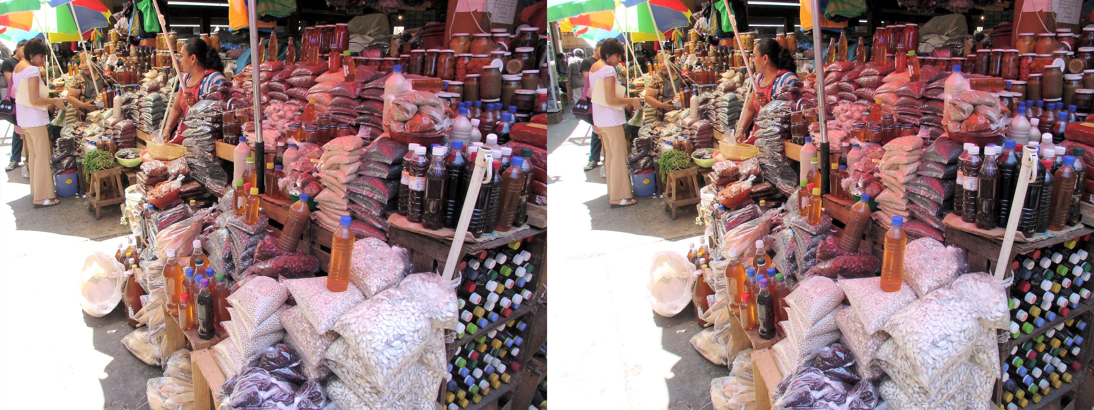 Du miel en bouteille, des fèves, on trouve de tout au marché !