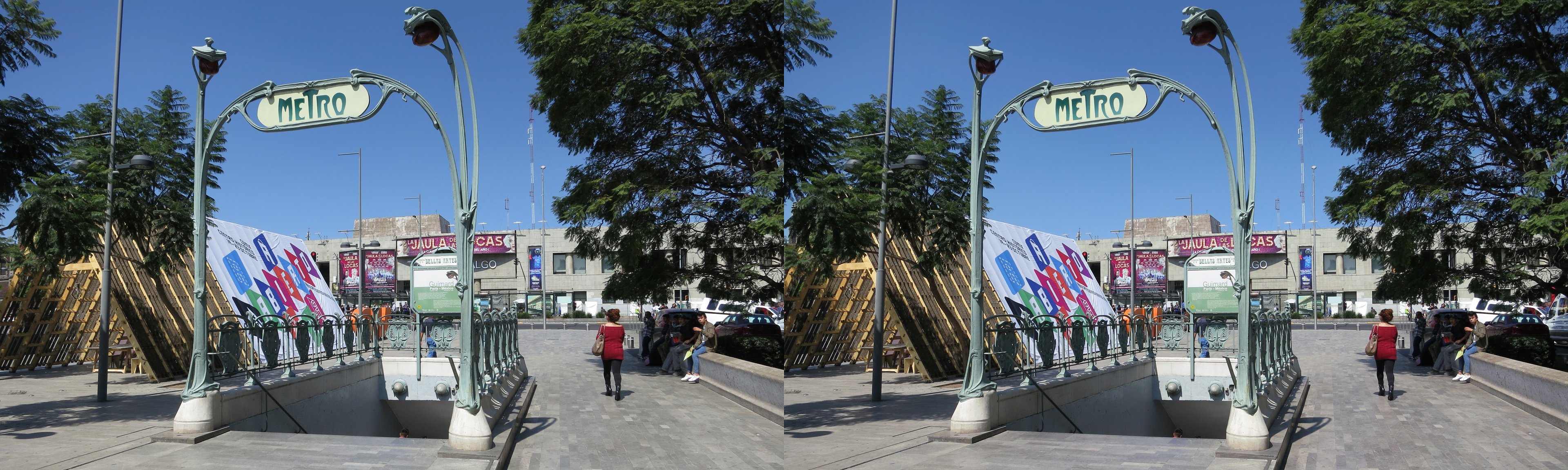 Station de métro Bellas Artes avec son entrée Guimard parisienne