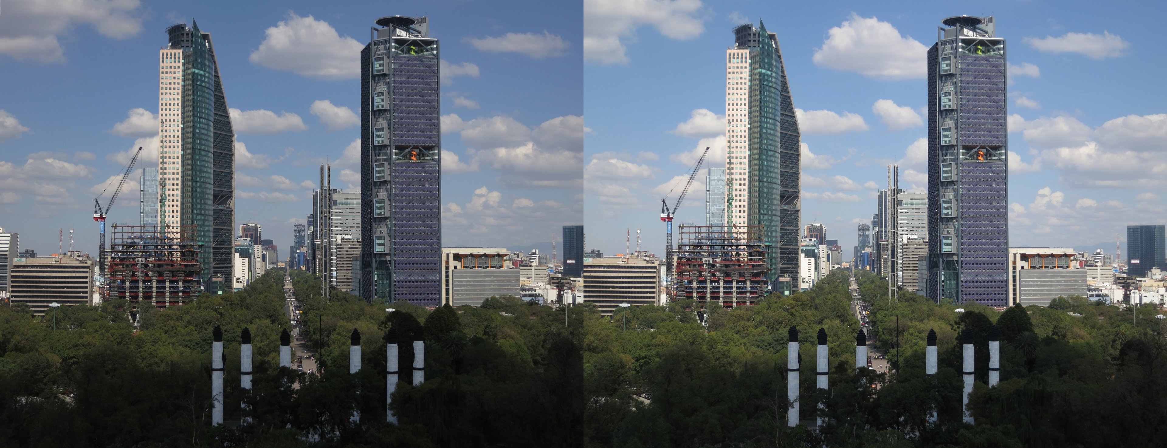 Vue depuis le Château de Chapultepec sur l'avenue Chapultepec