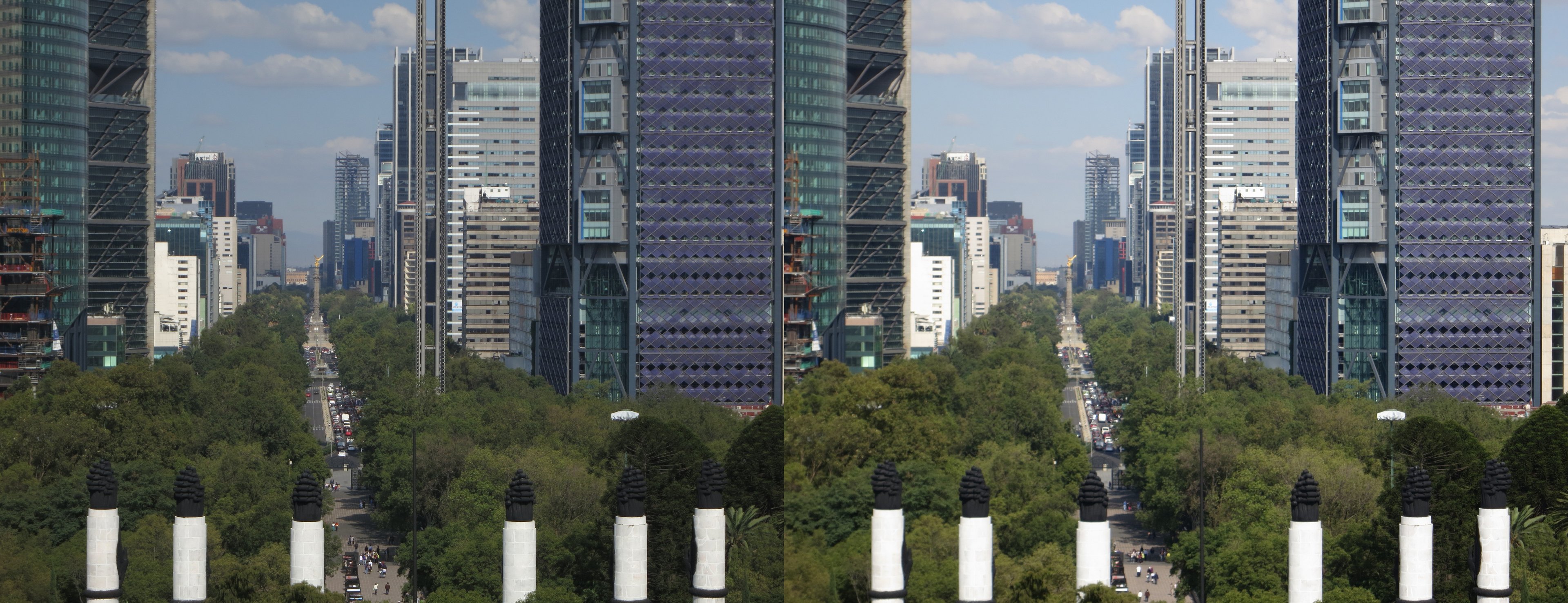 Vue depuis le Château de Chapultepec sur l'avenue Chapultepec