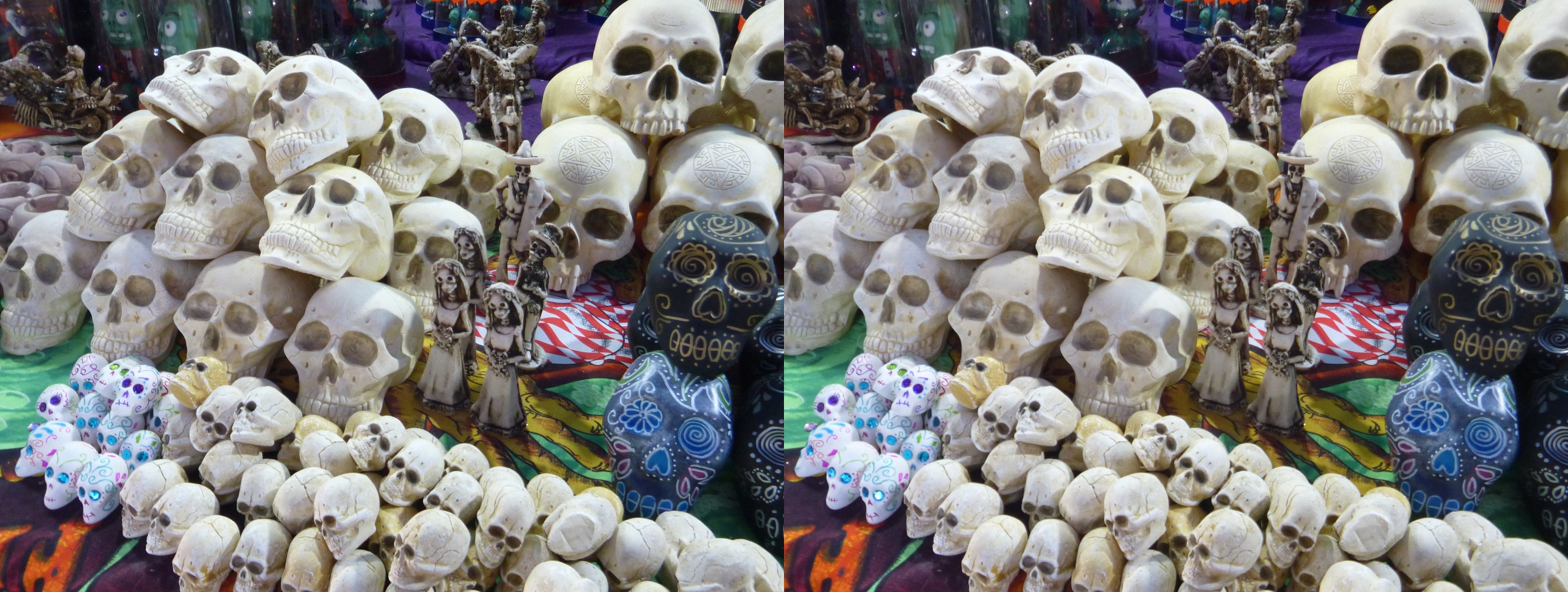 Stands d'articles de la fête des morts, place Jardín Guerrero