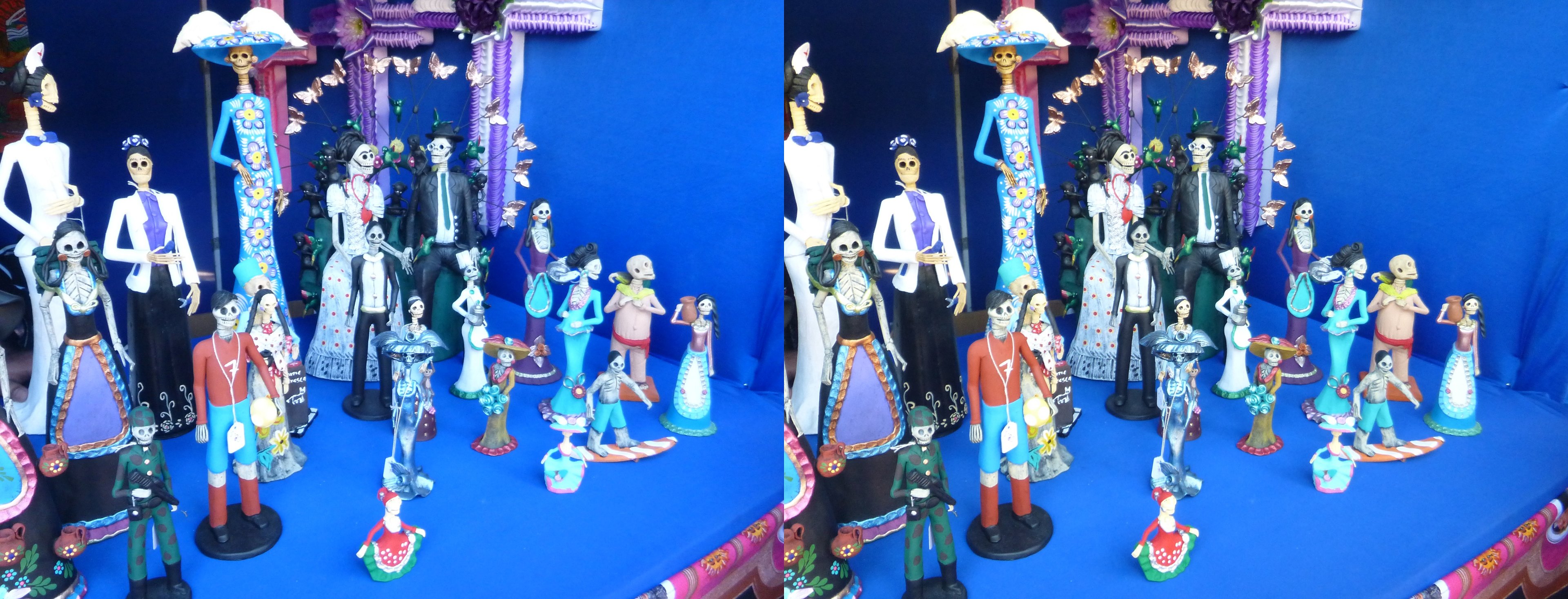 Stands d'articles de la fête des morts, place Jardín Guerrero