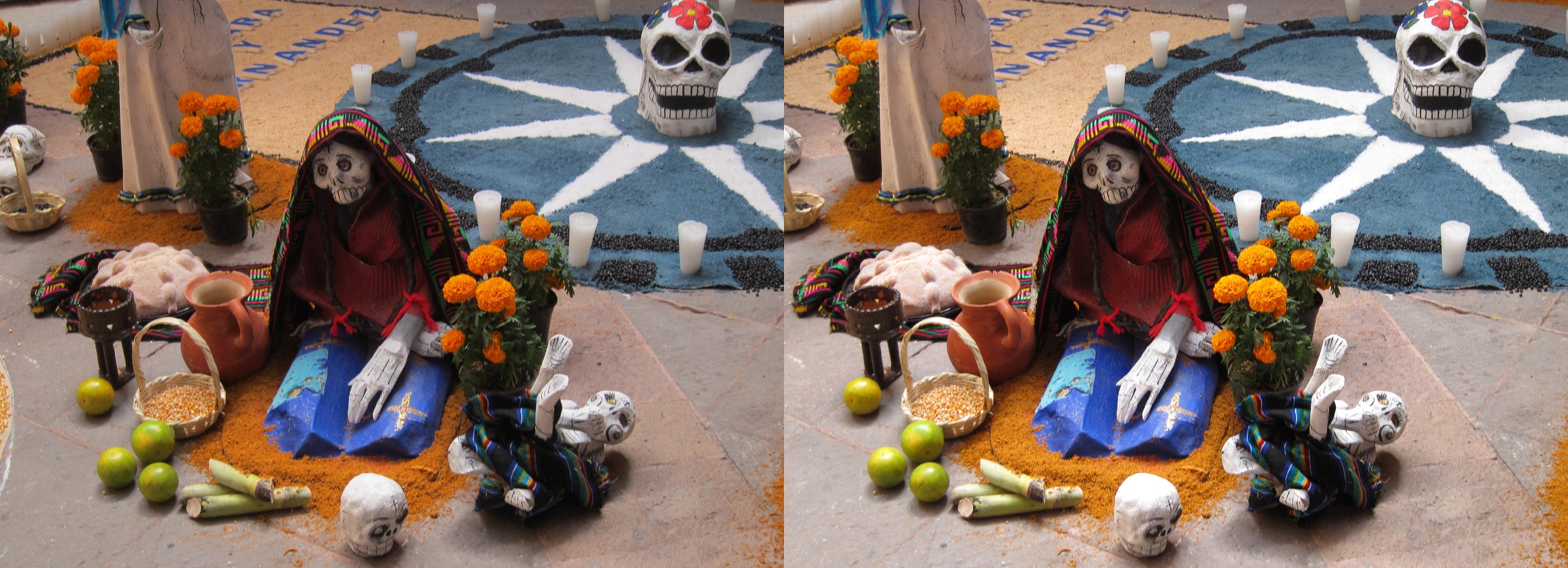 Décoration de la fête des morts dans le hall de l'ancien Palacio Municipal