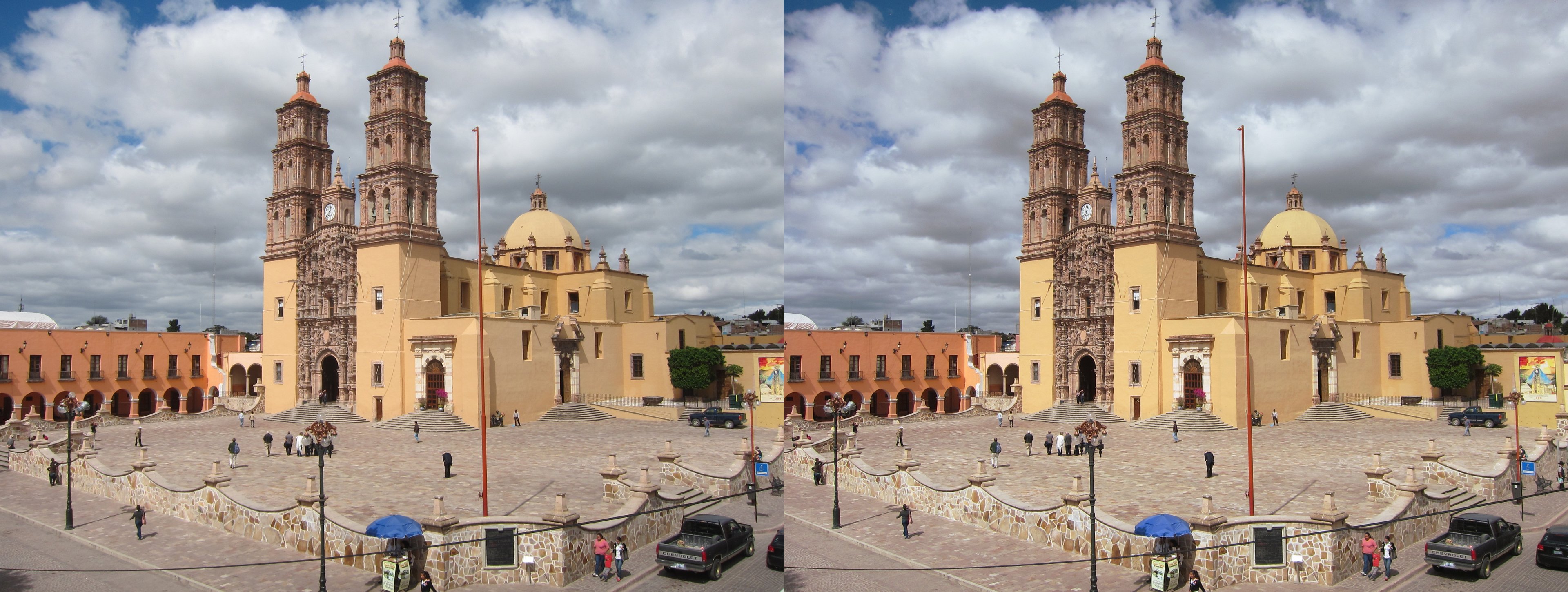Vue sur l'église Nuestra Señora de los Dolores depuis le toit de l'hôtel Posada Cocomacan