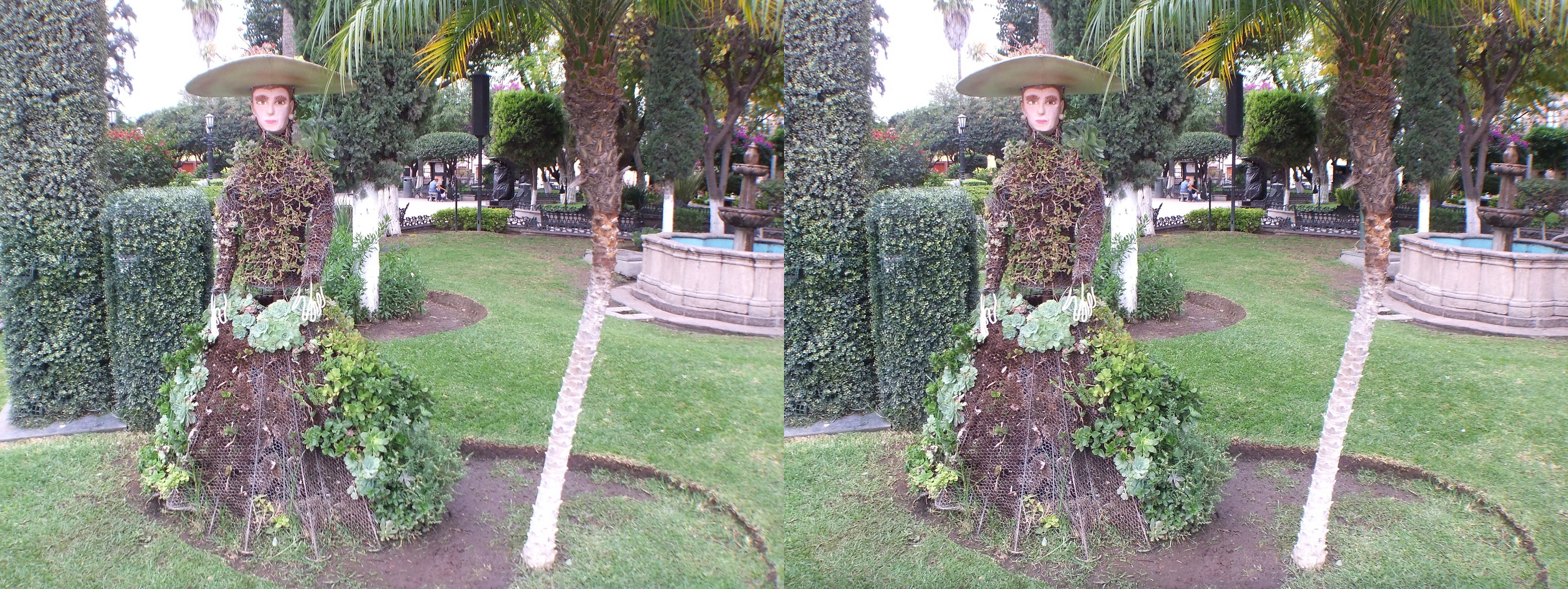 Sculpture végétale dans la Plaza del Grande Hidalgo