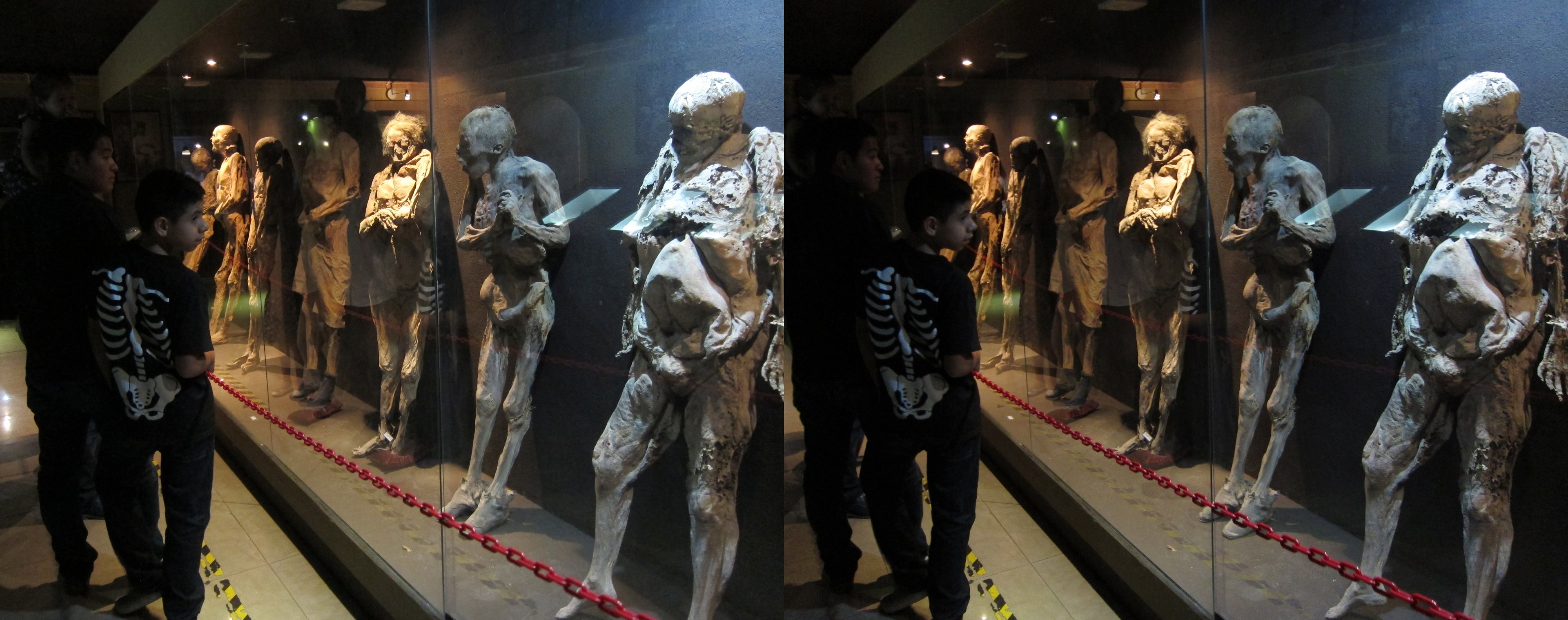 Museo de las Momias de Guanajuato, visiteurs devant une vitrine de momies