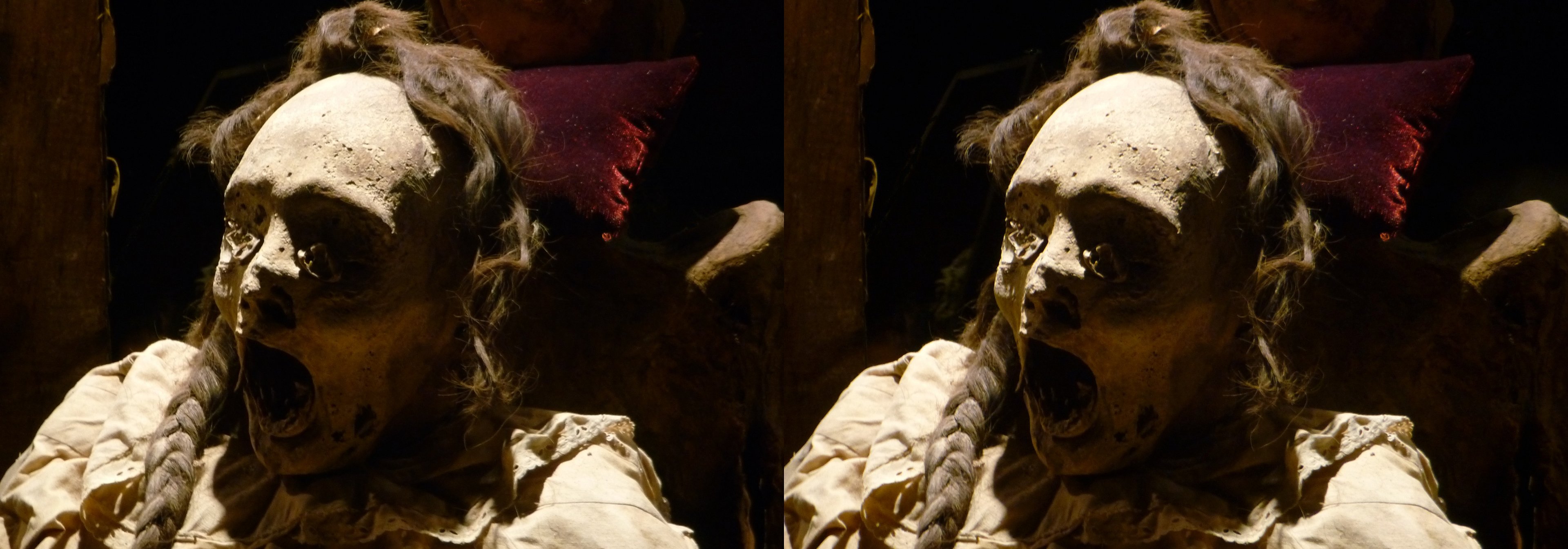 Museo de las Momias de Guanajuato, tête de femme avec coiffure