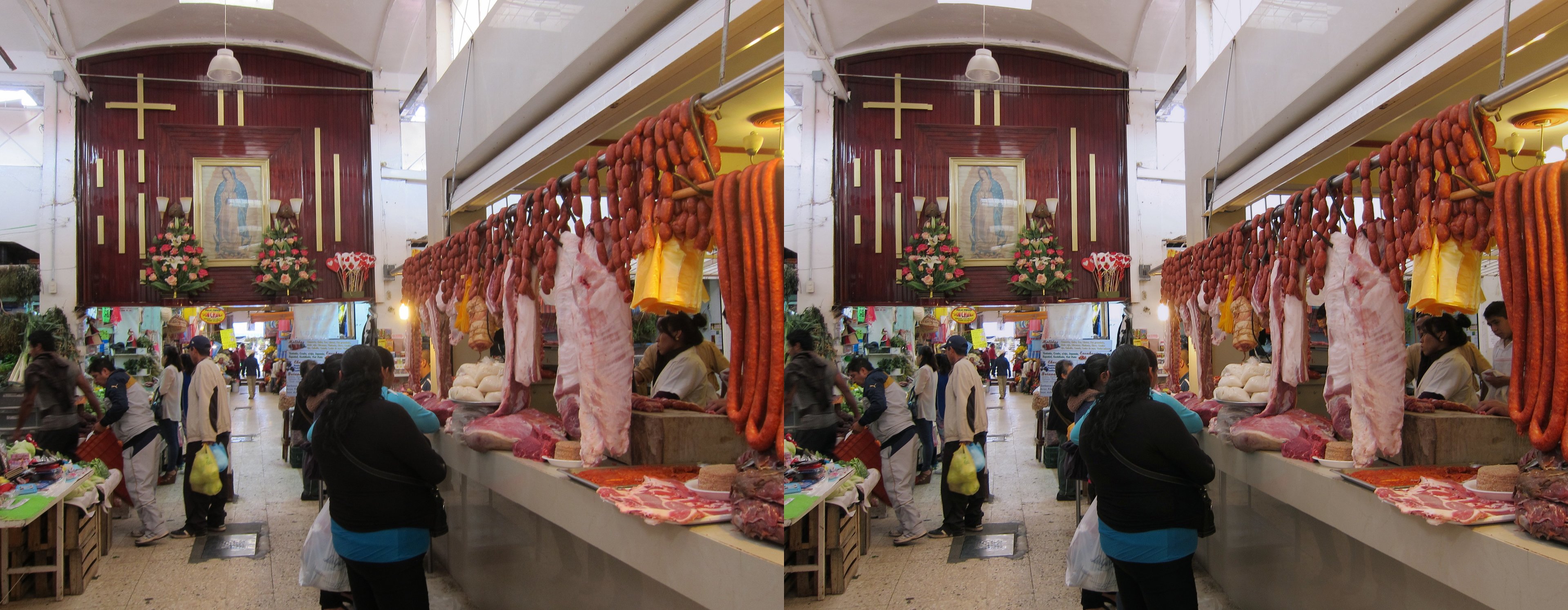 Étal de boucherie au Mercado Melchor Ocampo