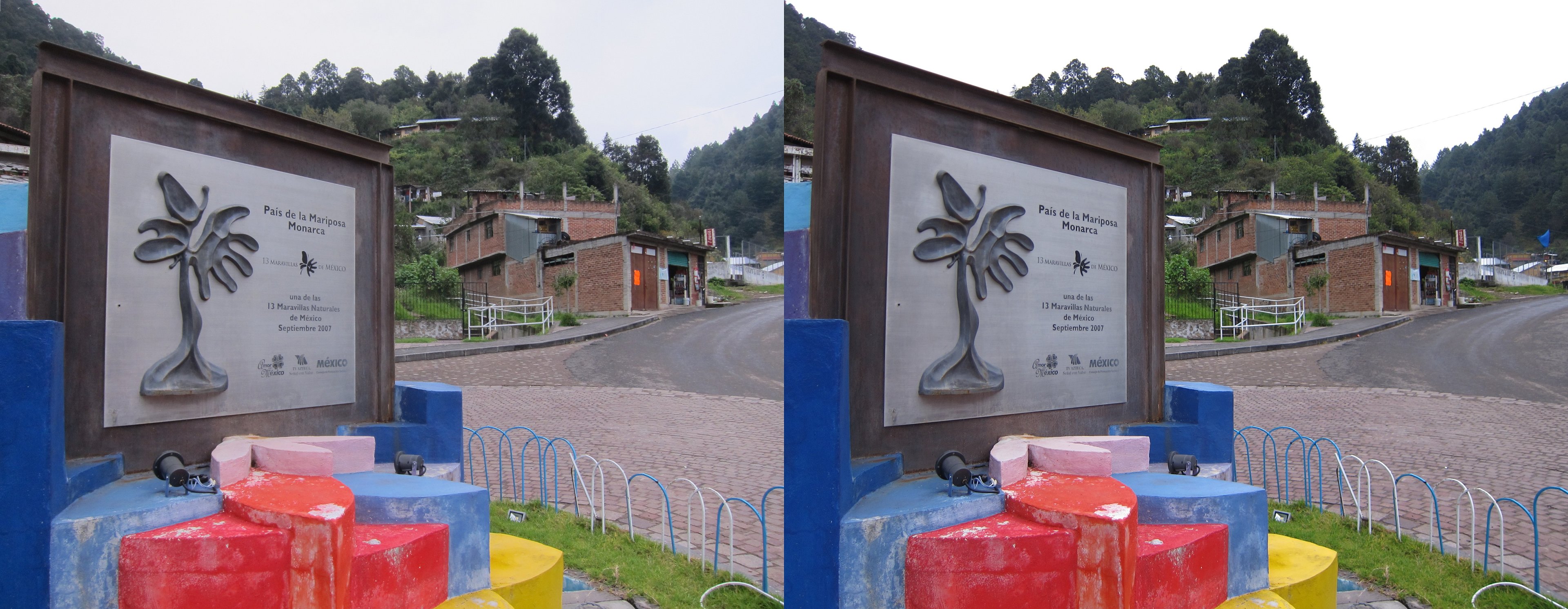 Panneau à l'entrée de la ville Pays