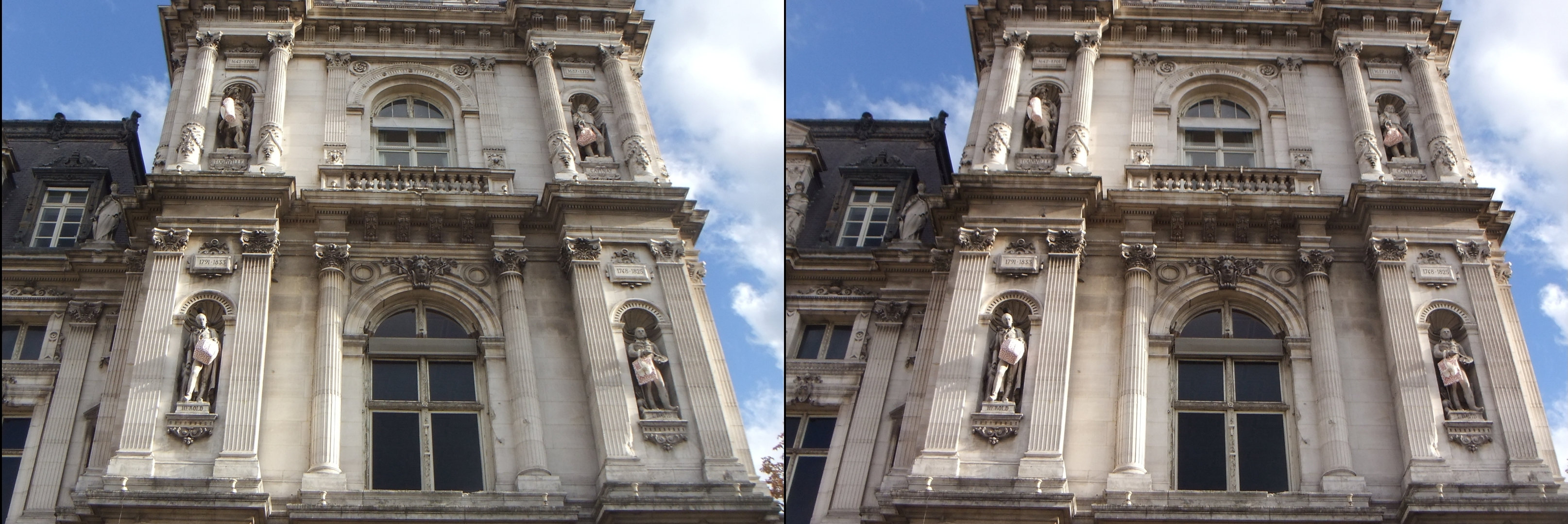 Chaque statue de la façade a son Furoshiki