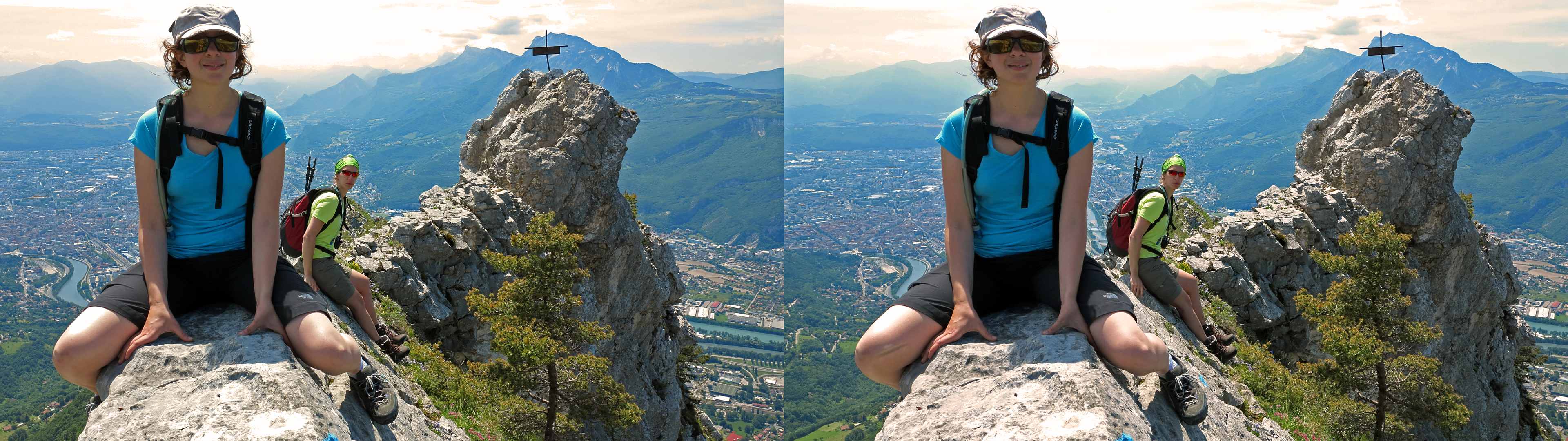 Stéphanie Vivo sur le sentier dominant le couloir de l'avalanche.