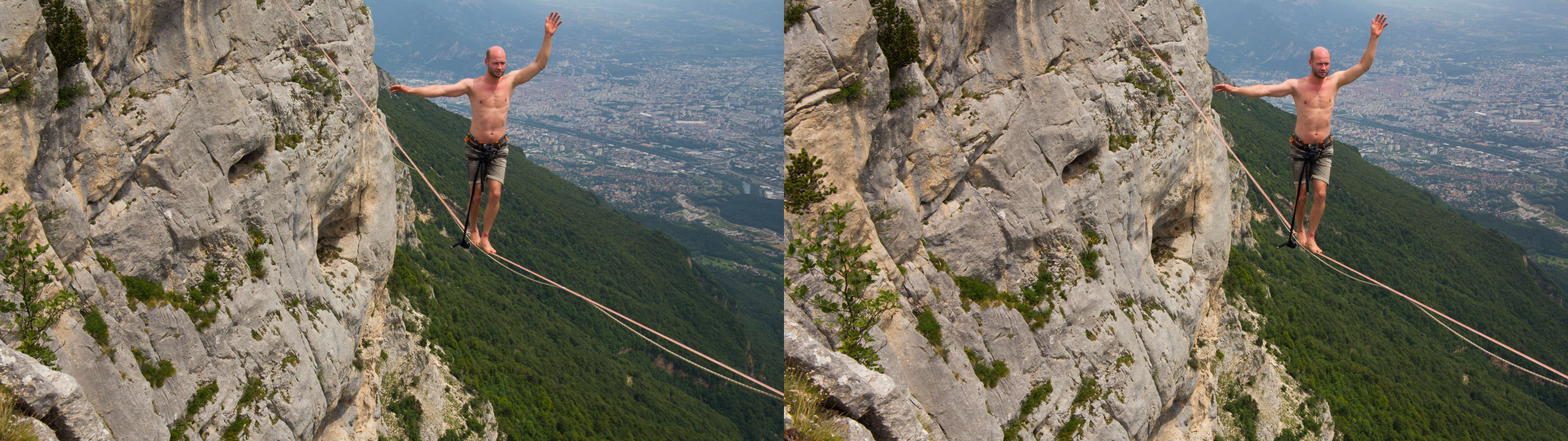 Thorsten Niehues au ''Marmotte Highline Project'' de Lans en Vercors.