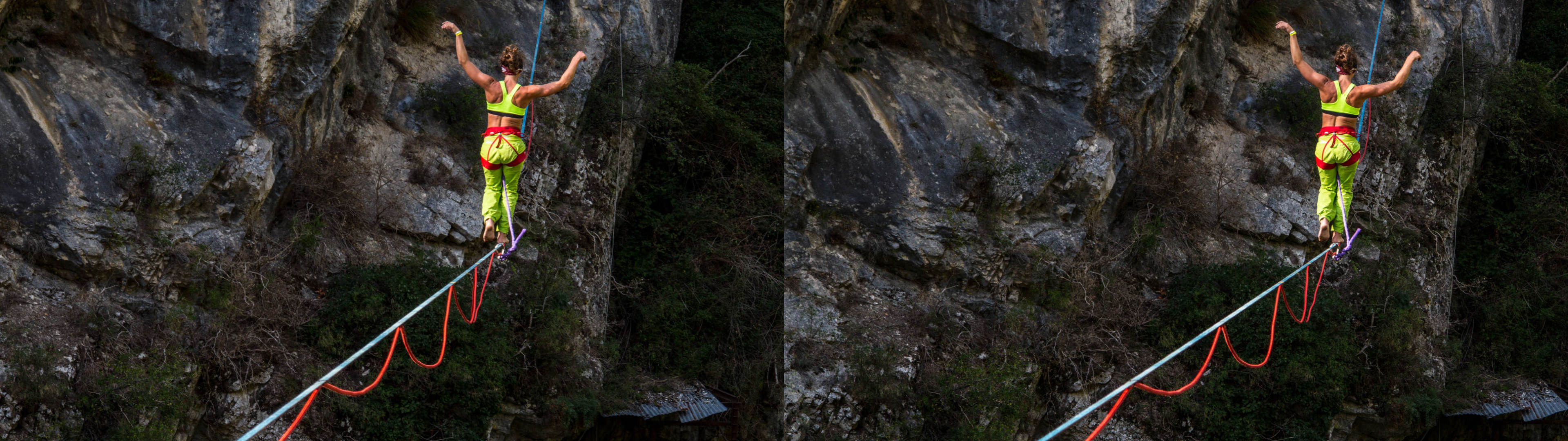 Coralie Girault au dessus des gorges de la Bourne.