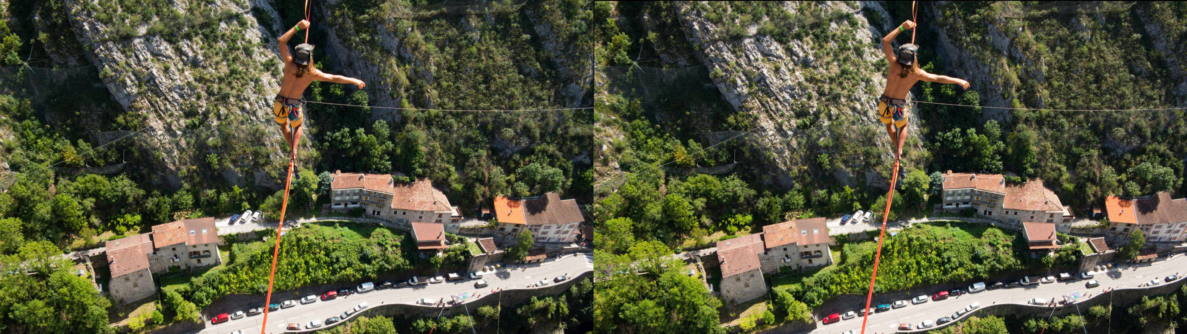 Départ sur la ligne au dessus du village.