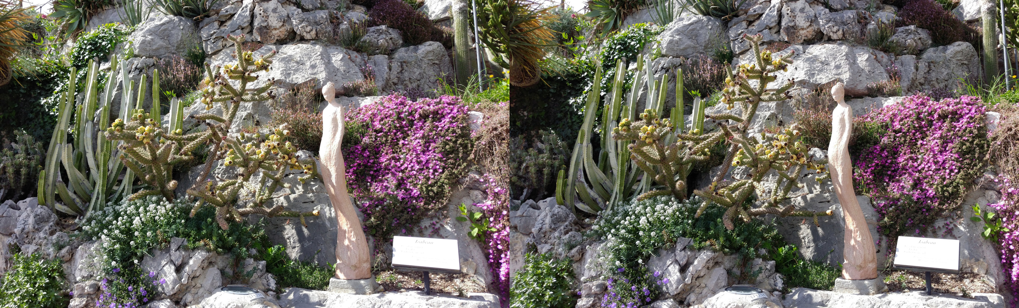 Sculture parmi les plantes exotiques