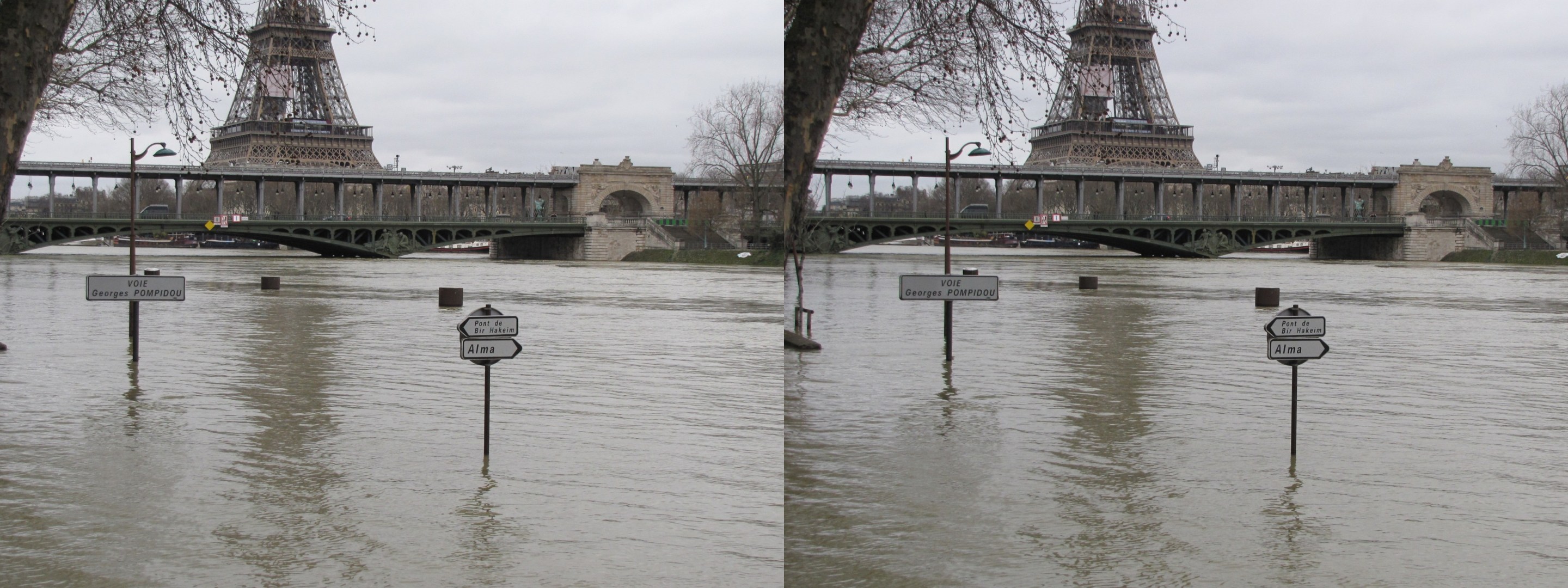 La voie Pompidou sous les eaux
