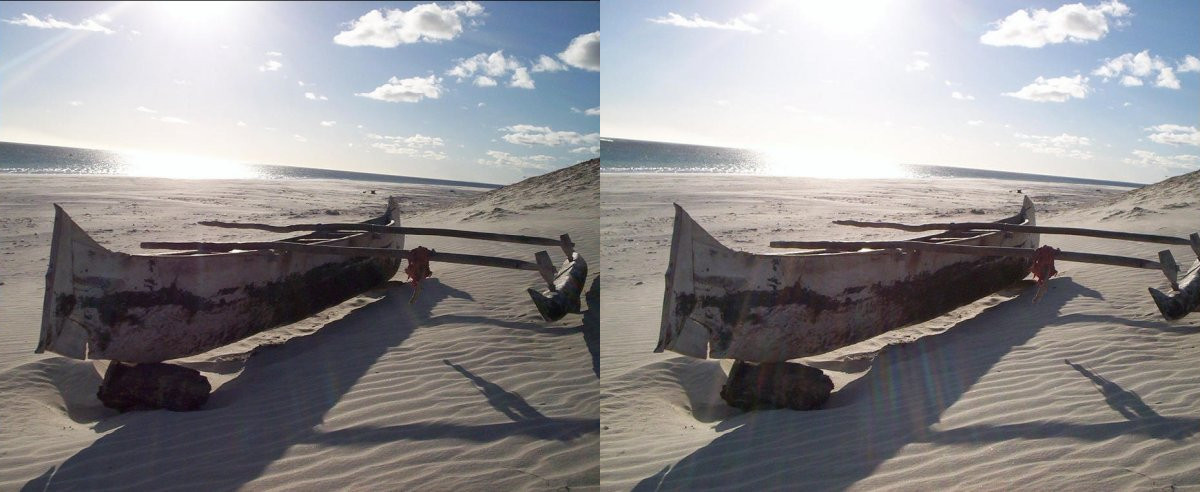 Pirogue sur une plage, sud de Madagascar.