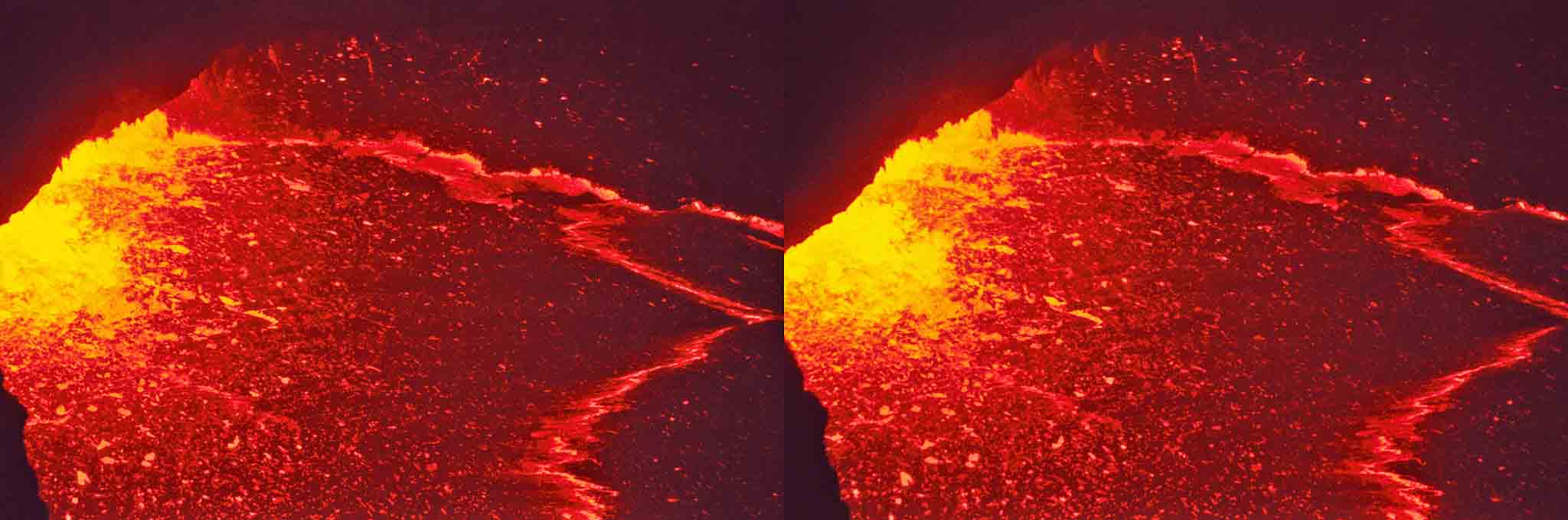 Depuis janvier 1983, un des cratères du Kilauea est en éruption. En juillet 2006, j?ai pu photographier son lac de lave.