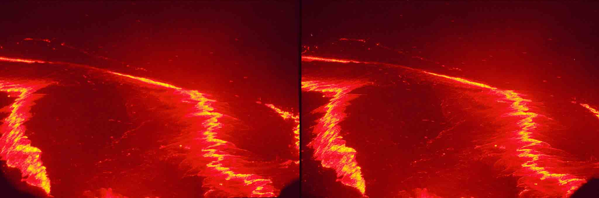 L?image est prise du côté où elles sort de la cheminée. Ce lac de lave s?est vidangé en fin d?année 2006.