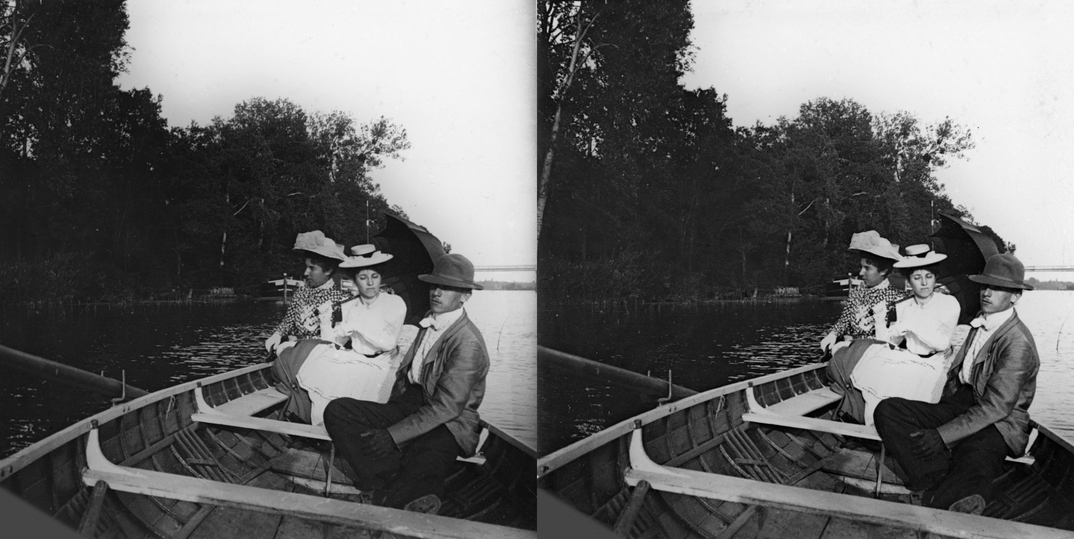 Mlle Scheffer, Isabelle et Victor en bateau