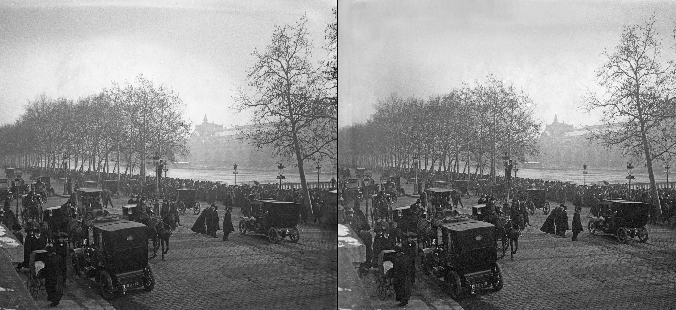 Inondations, Pont Solférino de la terrasse des Tuileries